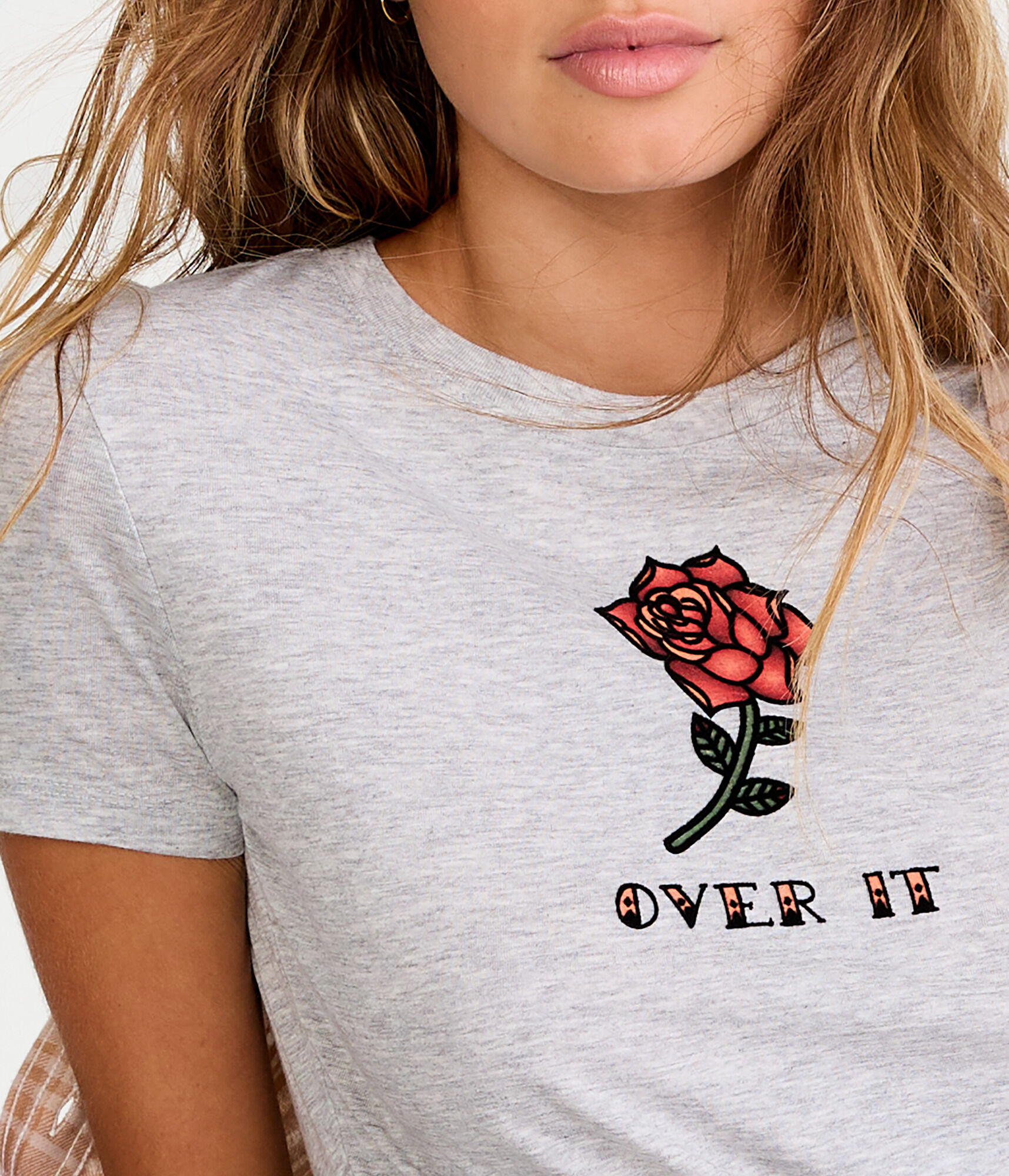 Flocked Rose Over It Graphic Tee