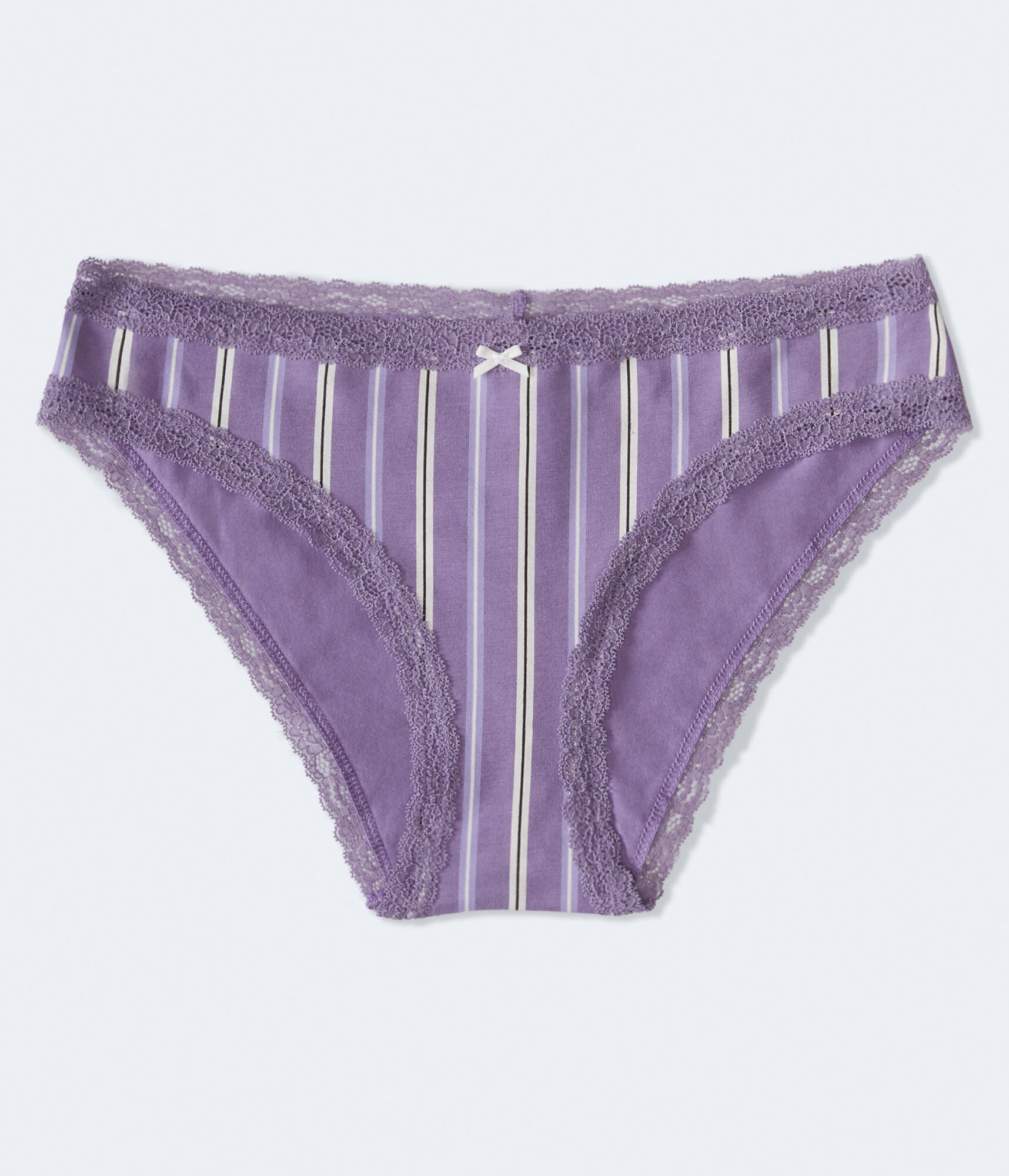 Vertical Stripe Lace-Trimmed Hipster