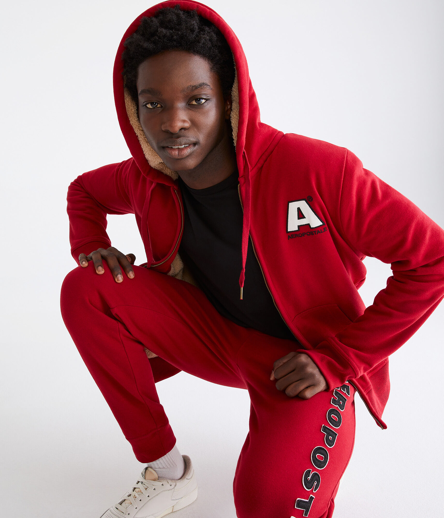 Aeropostale Logo Sherpa-Lined Full-Zip Hoodie