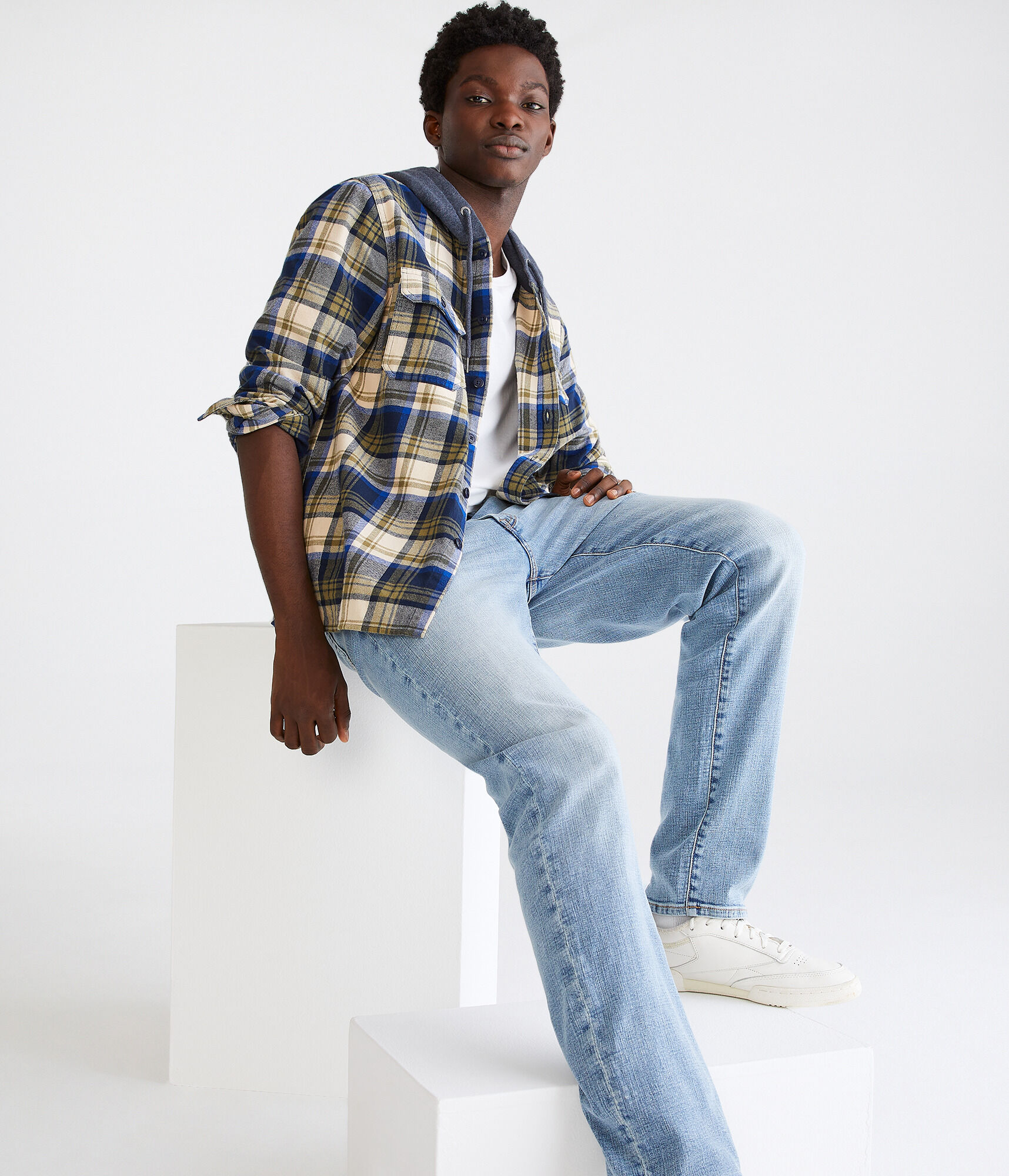 Long Sleeve Plaid Hooded Flannel Shirt