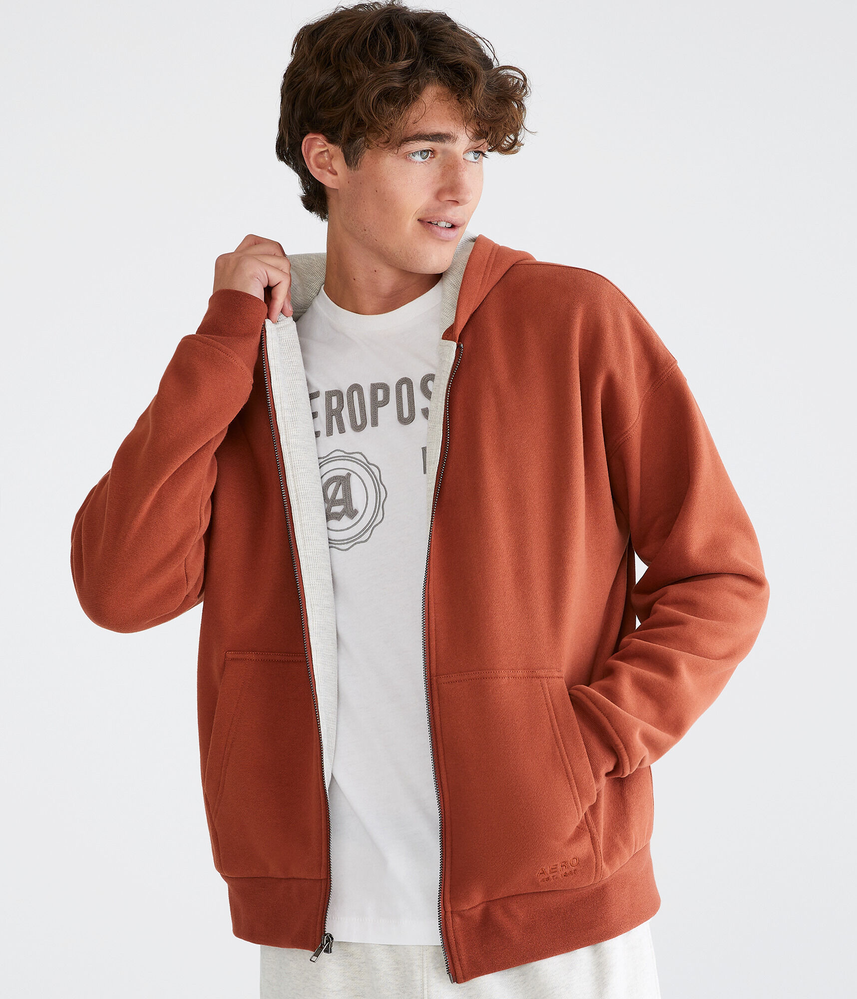 Solid Thermal Full-Zip Hoodie