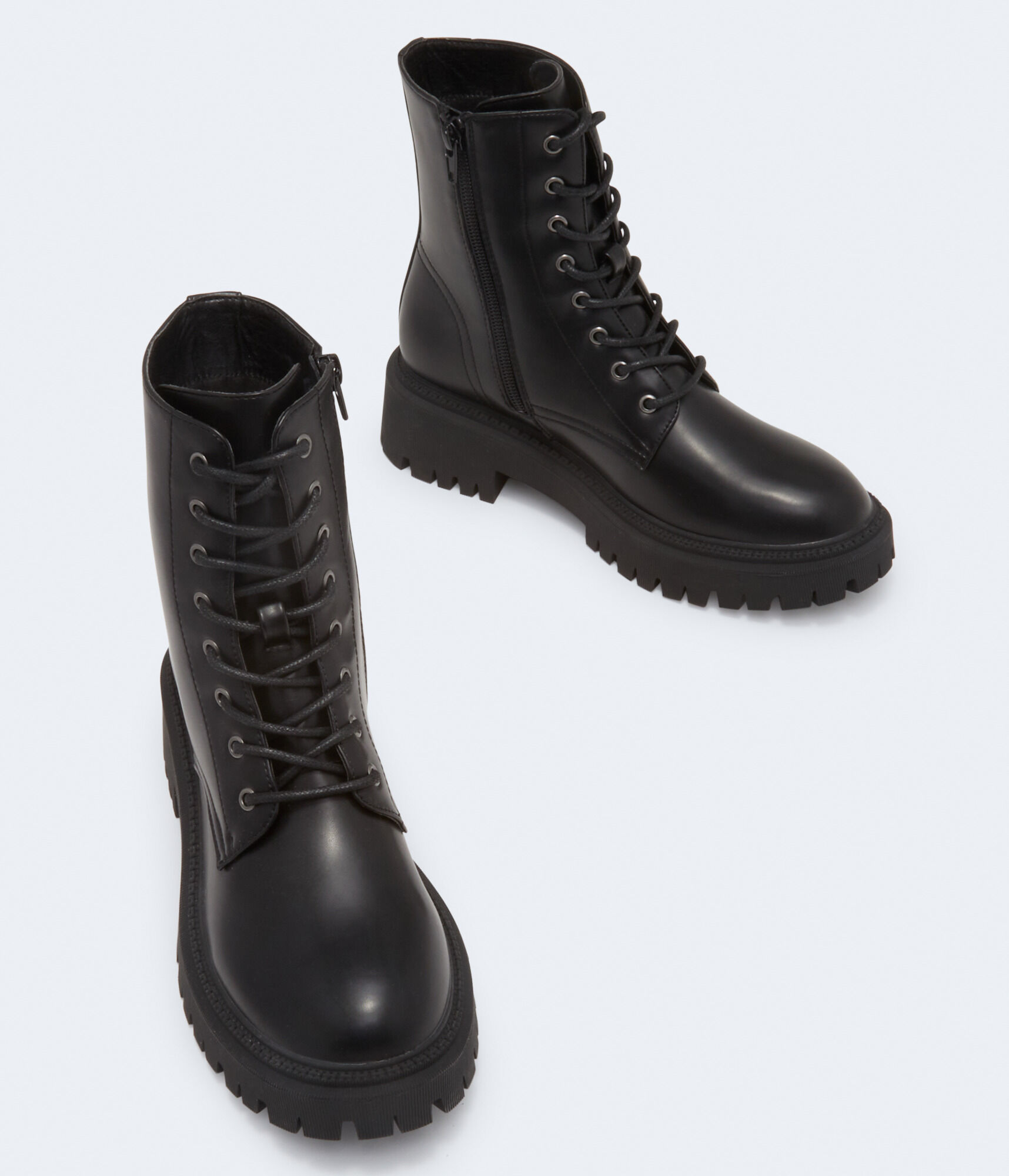 Faux Leather Combat Boot