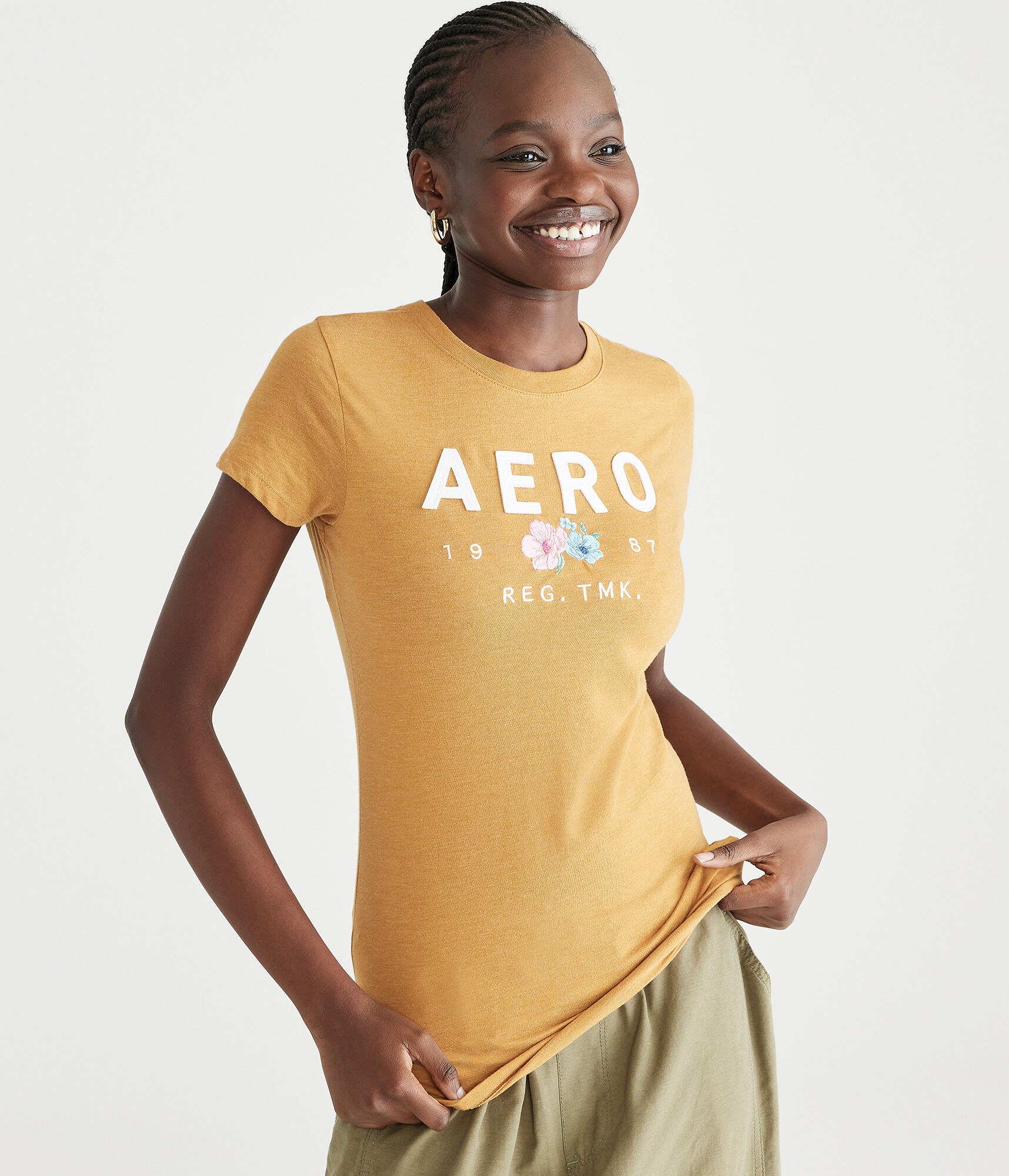 Aero 1987 Floral Appliqué Graphic Tee