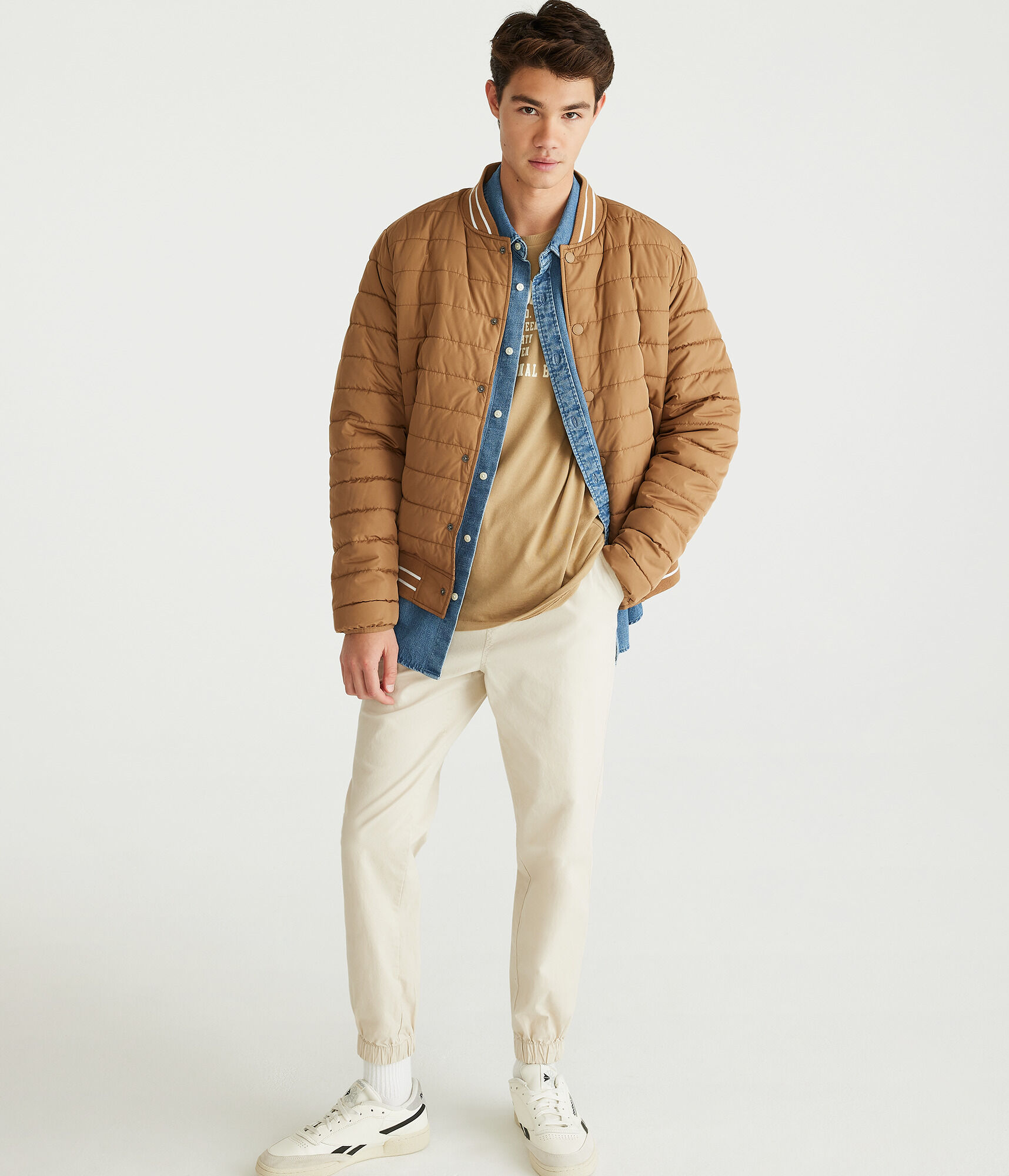 Quilted Sherpa-Lined Puffer Jacket