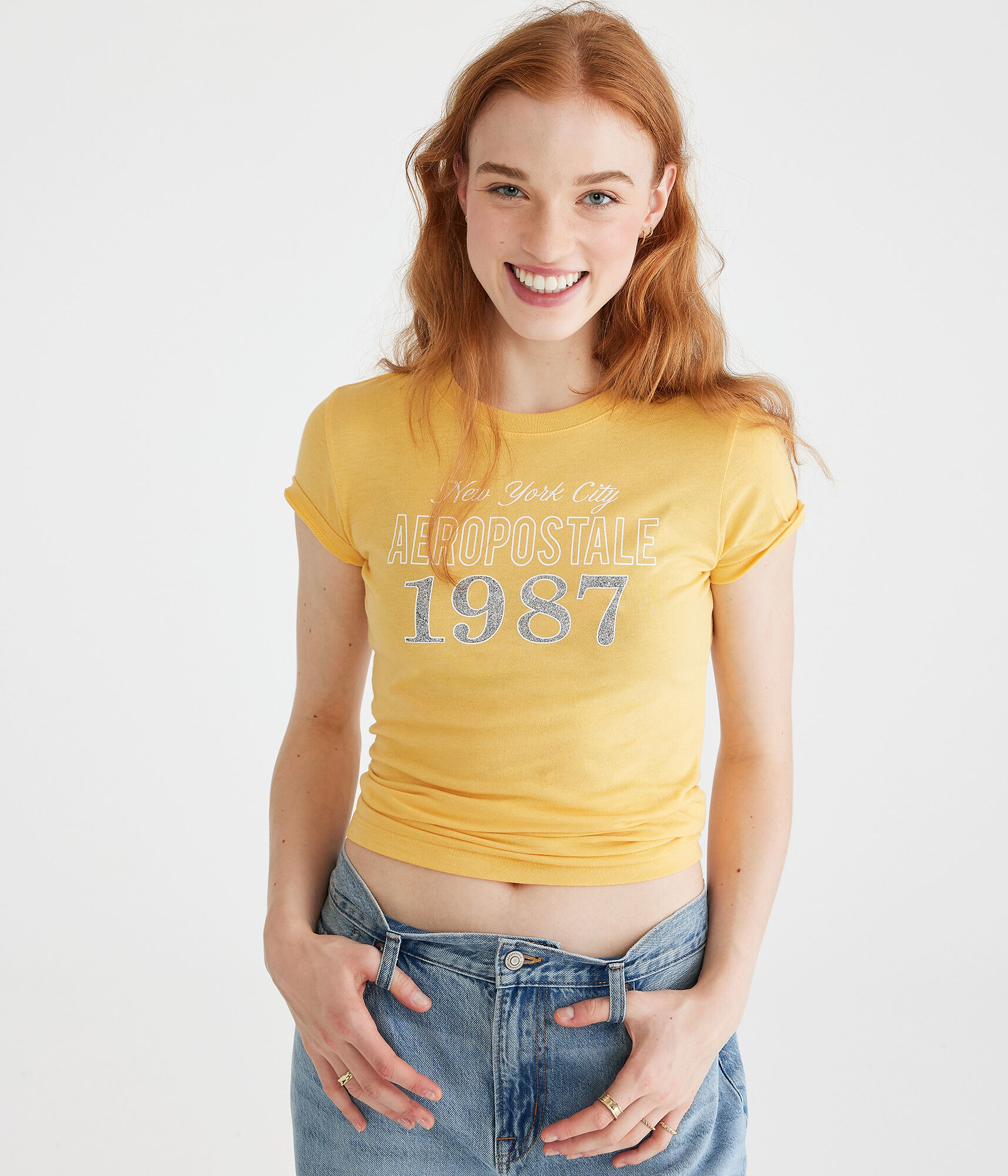 Aeropostale 1987 Glitter Graphic Tee