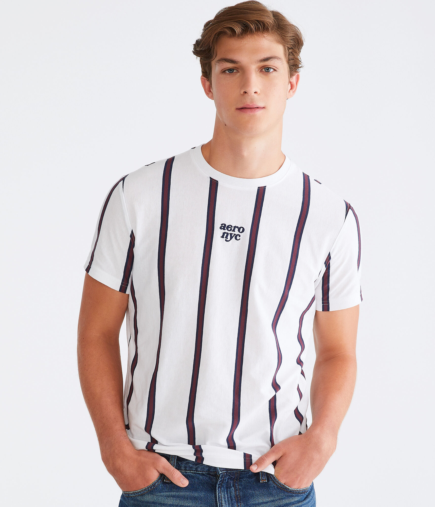 Aero NYC Vertical Stripe Graphic Tee