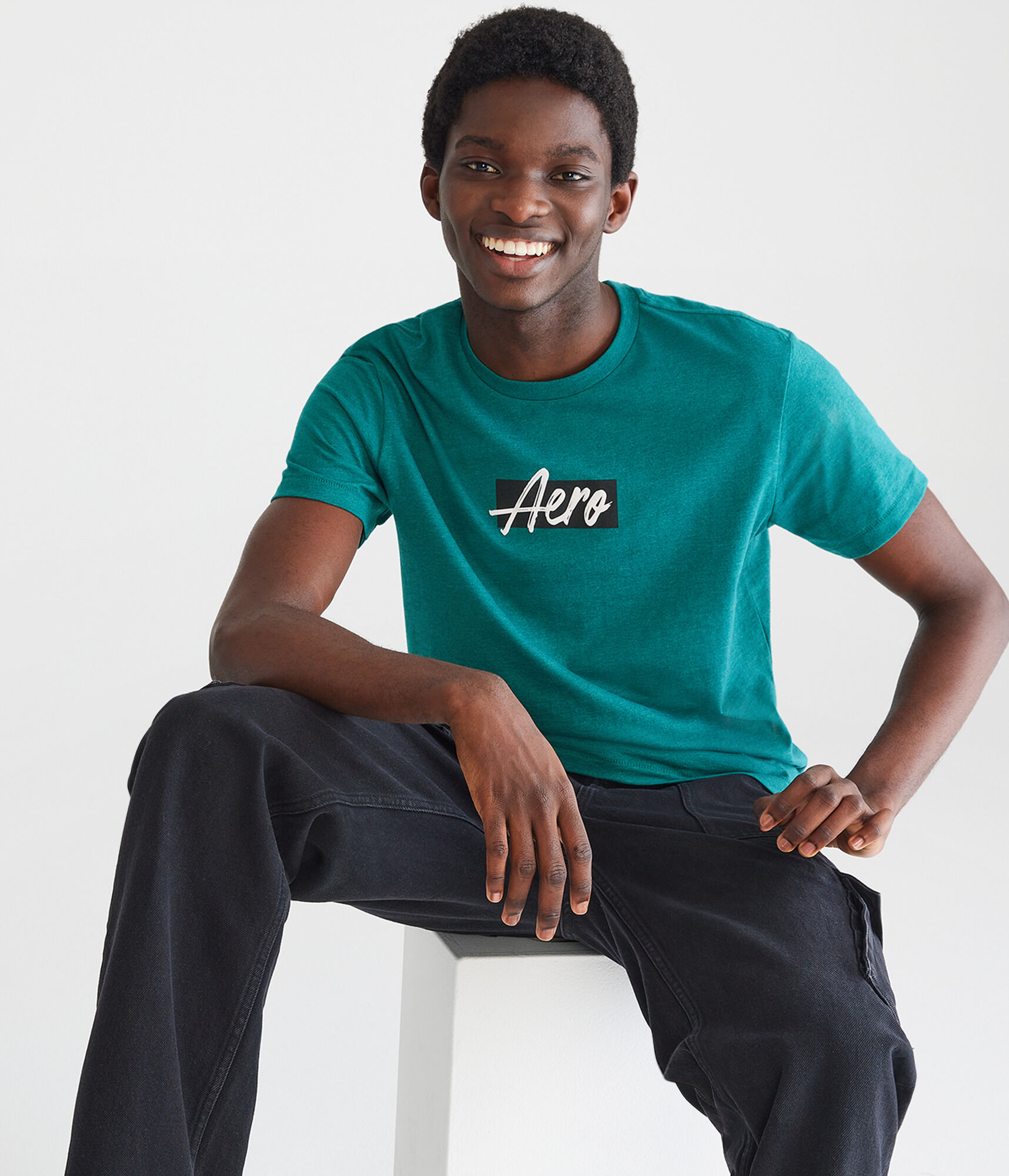 Aero Script Box Logo Graphic Tee