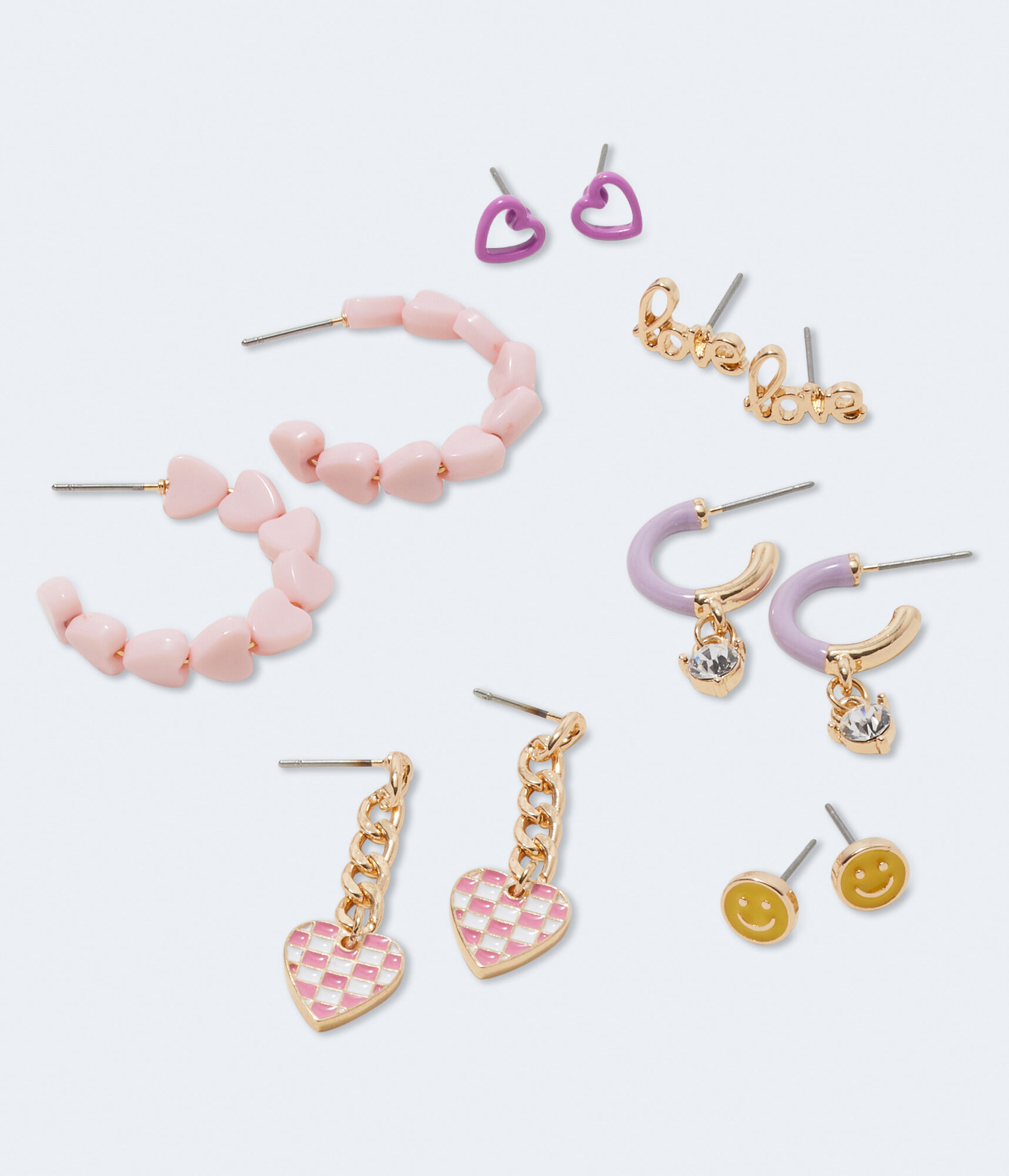 Retro Hearts Hoop & Stud Earring 6-Pack
