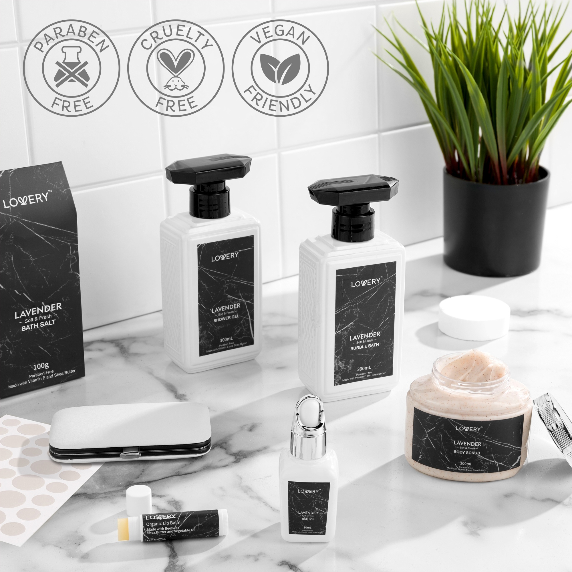 Lovery Lavender Birthday Gift Basket, Bath And Body Gift, 18 Piece