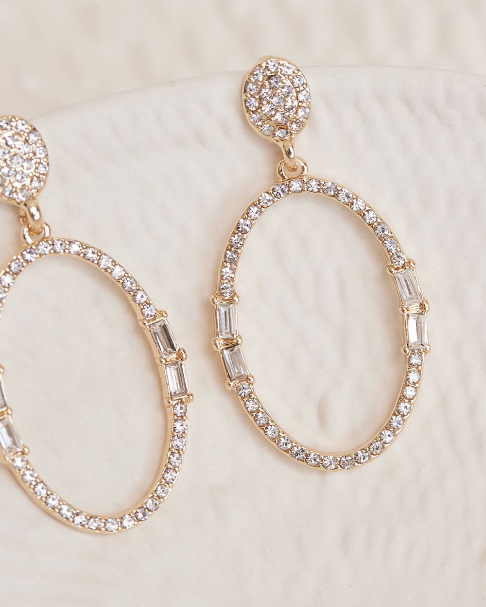 Statement Golden Oval Pendant Earrings