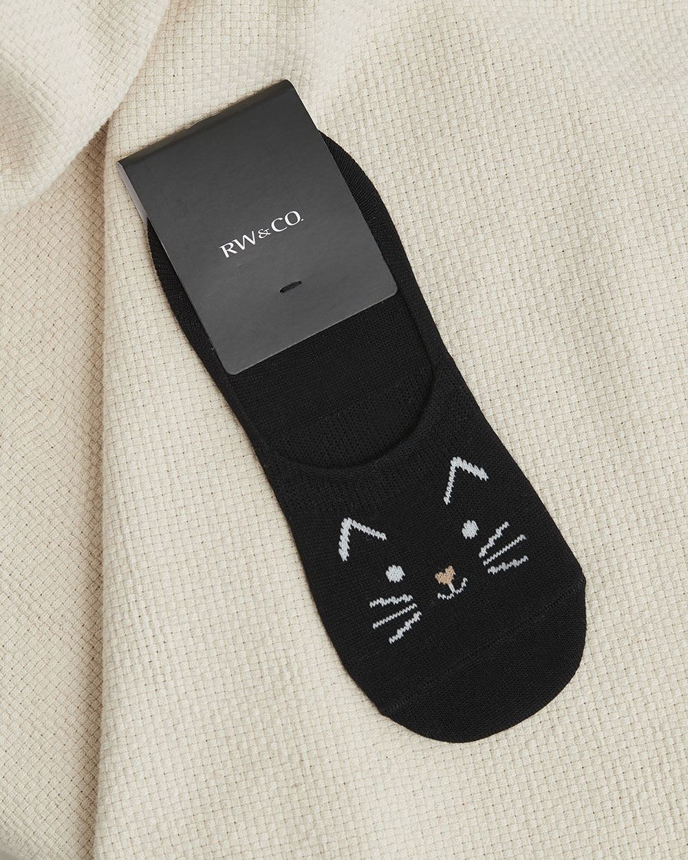 No-Show Socks with Cat Face Design