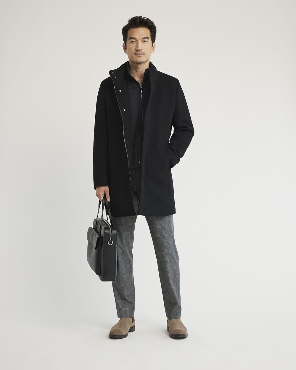 Classic Wool Coat with Mock Neckline