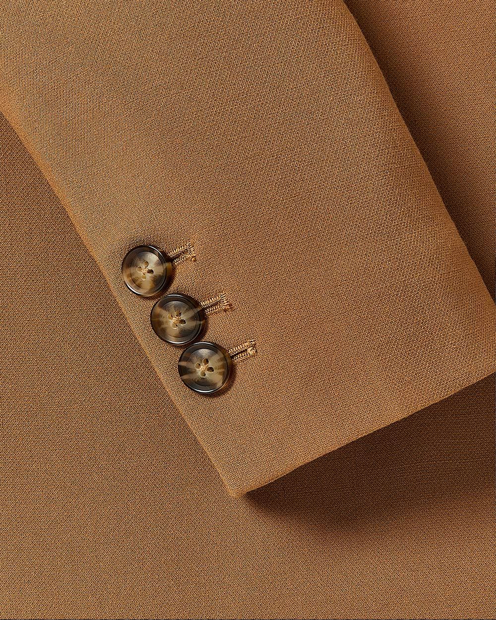 Double-Breasted Long Tan Blazer