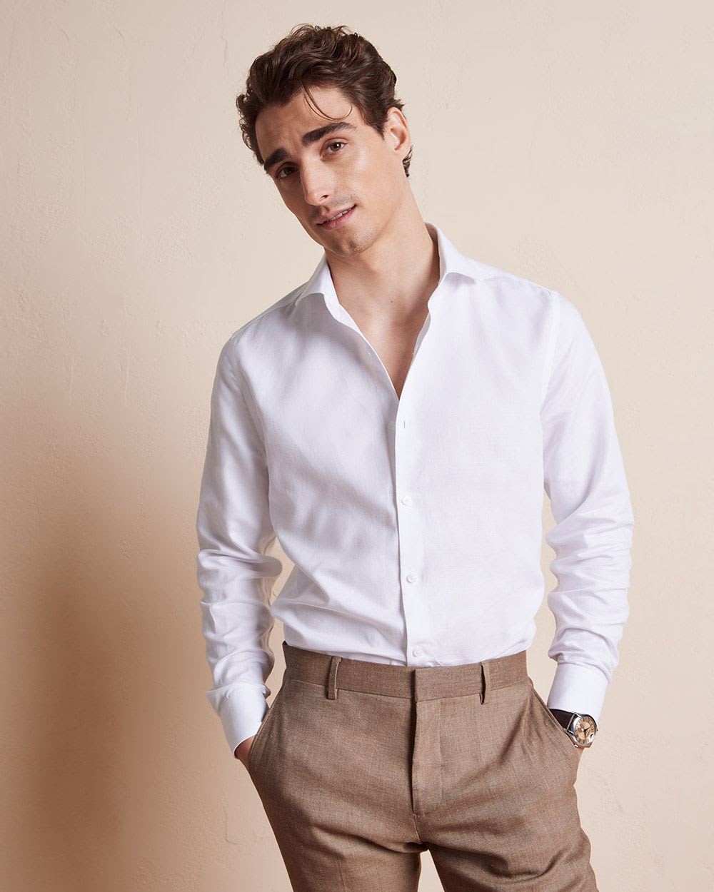 Tailored-Fit Linen Dress Shirt