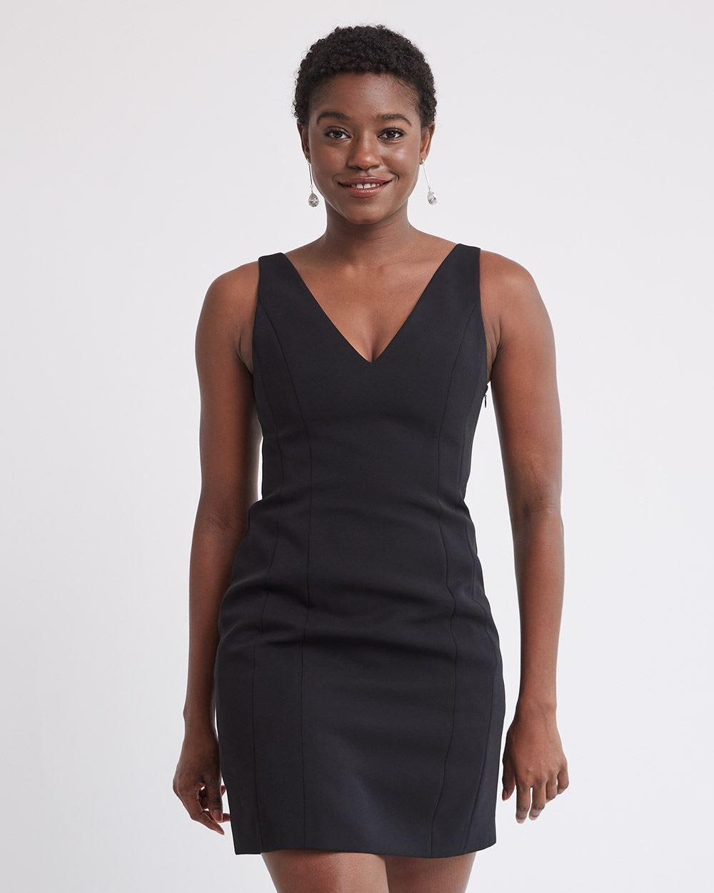 Fit and Flare Sleeveless Cocktail Dress with V Neckline