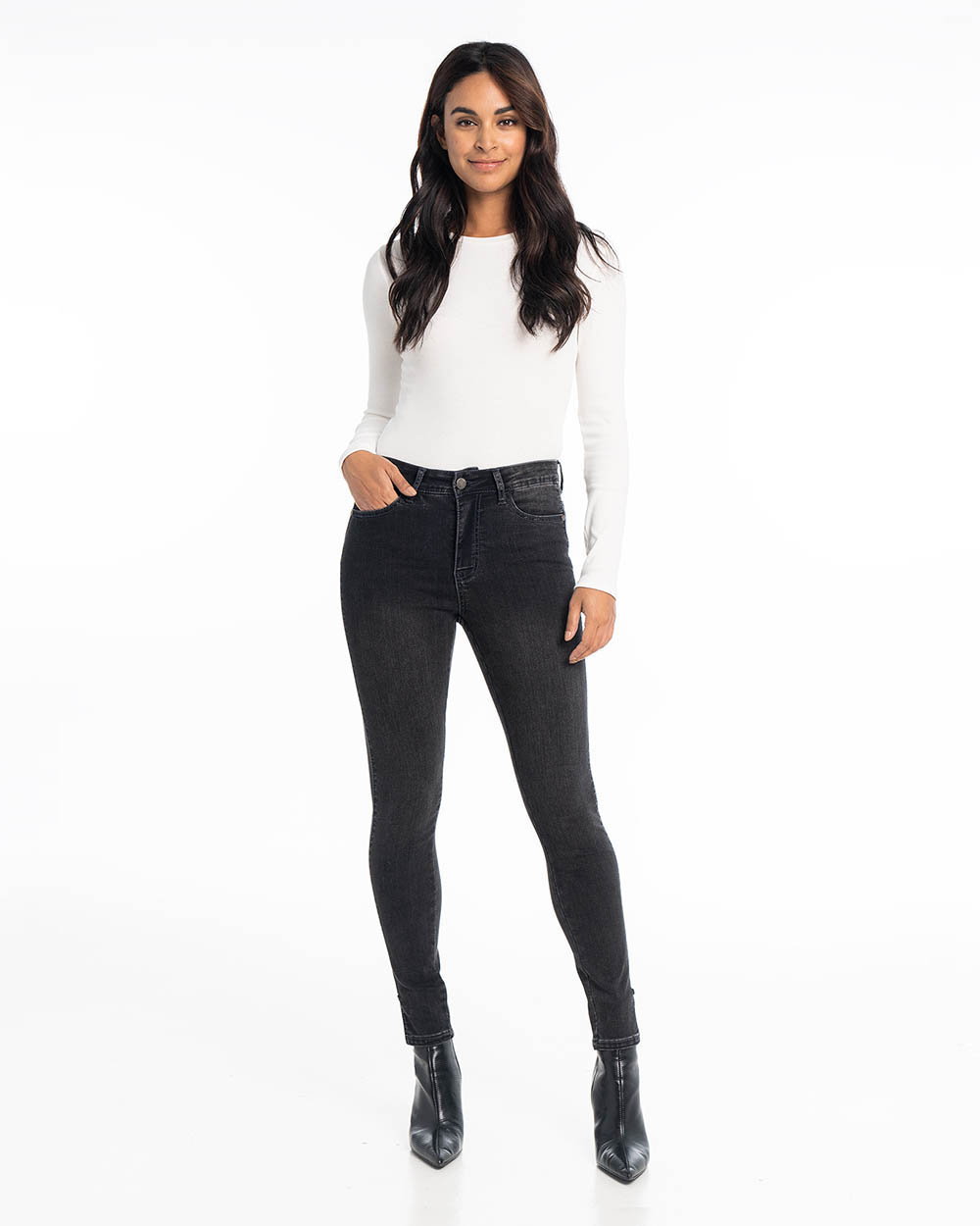 LOIS - Erika Ankle Faded Black Jeans