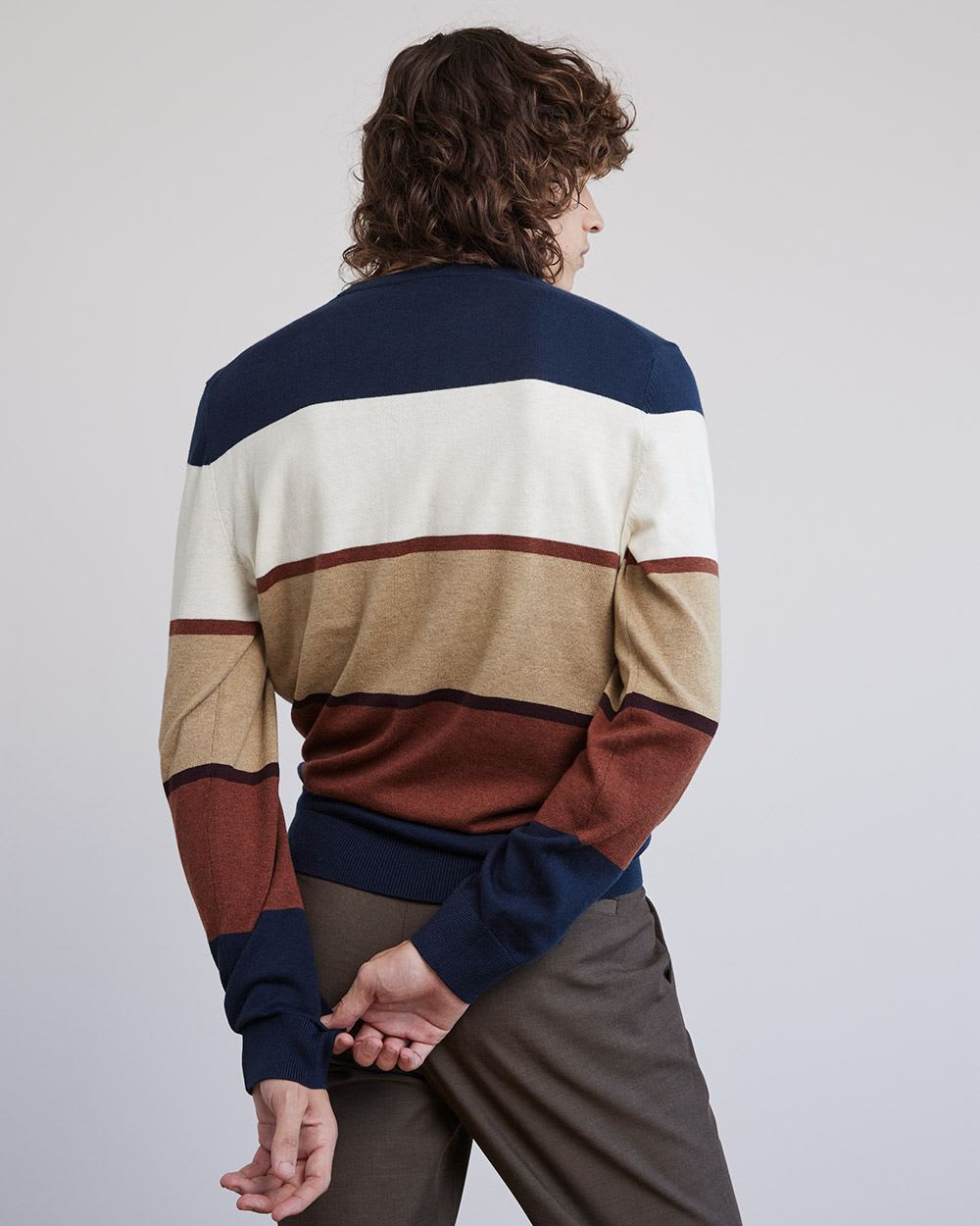Crew-Neck Sweater with Colour Blocks