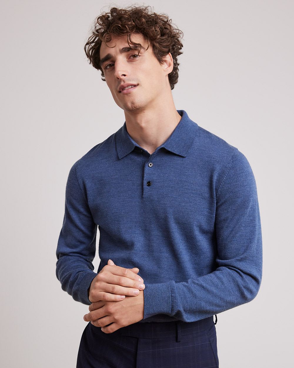 Long-Sleeve Merino-Wool Polo