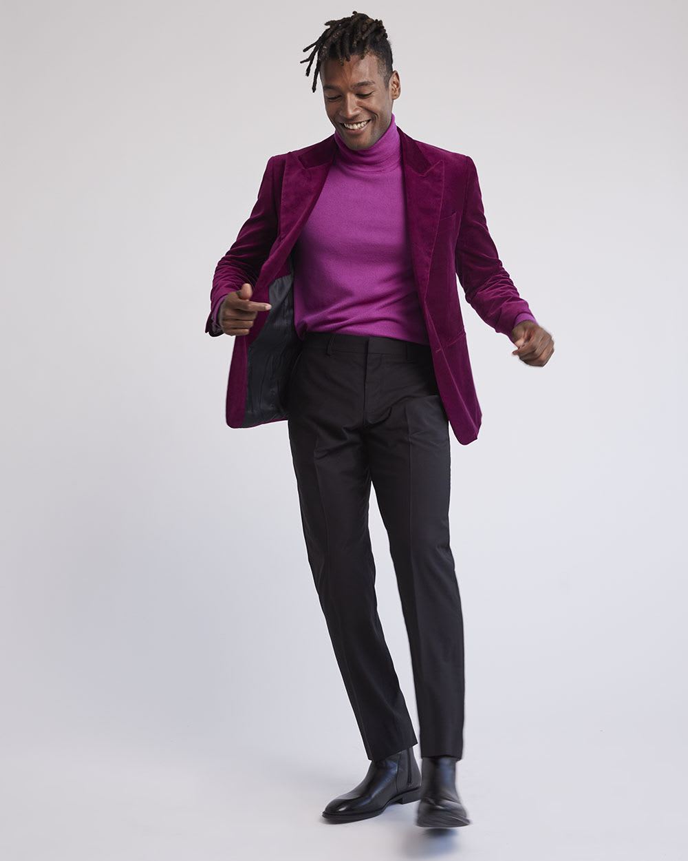 Tailored-Fit Velvet Suit Blazer