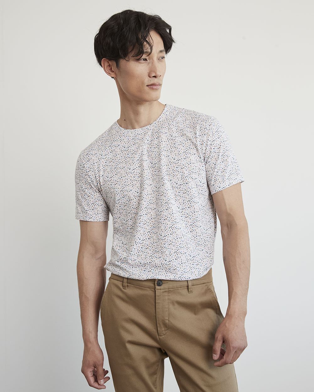Short-Sleeve Crew-Neck Tee with All-Over Print