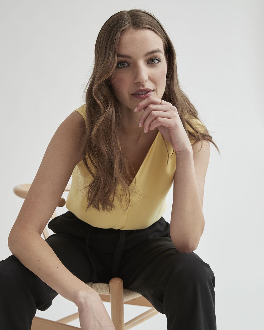 High-Rise Tapered-Leg Twill Pant