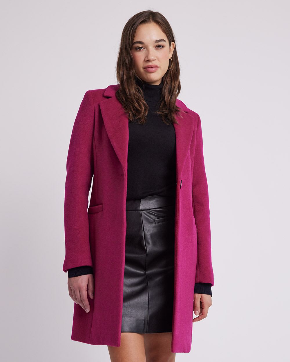 Classic One-Button Wool Coat