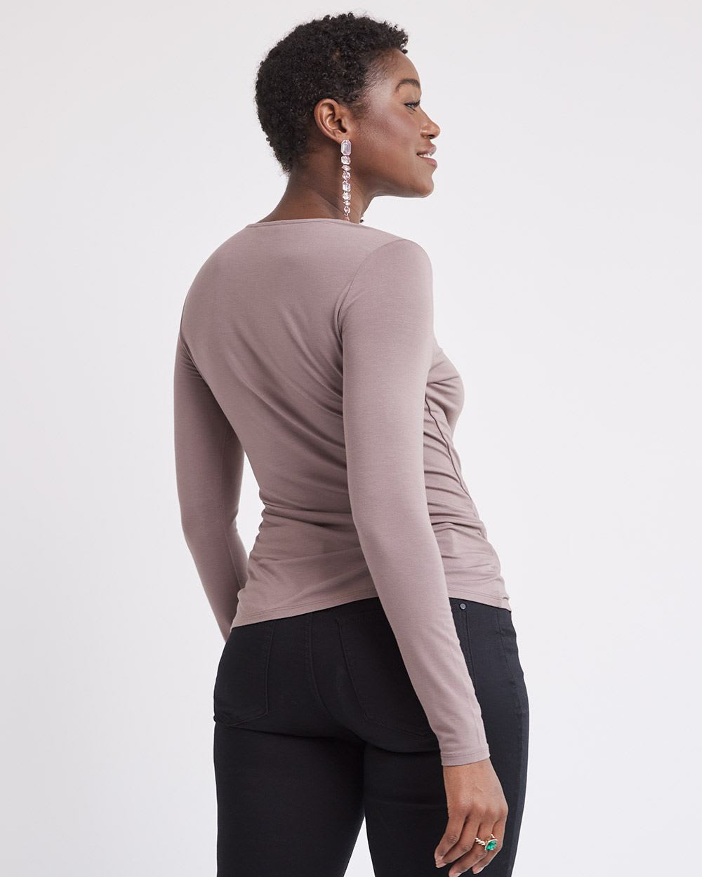 Fitted Long-Sleeve V-Neck Tee