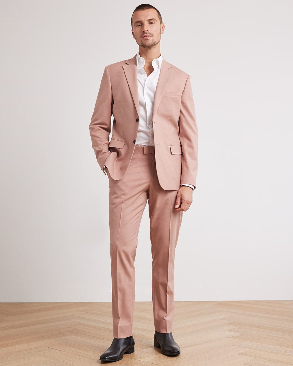 Slim-Fit Pink Suit Blazer