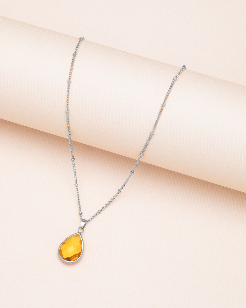 Goldtone November Yellow Birthstone Teardrop Necklace - Don't AsK