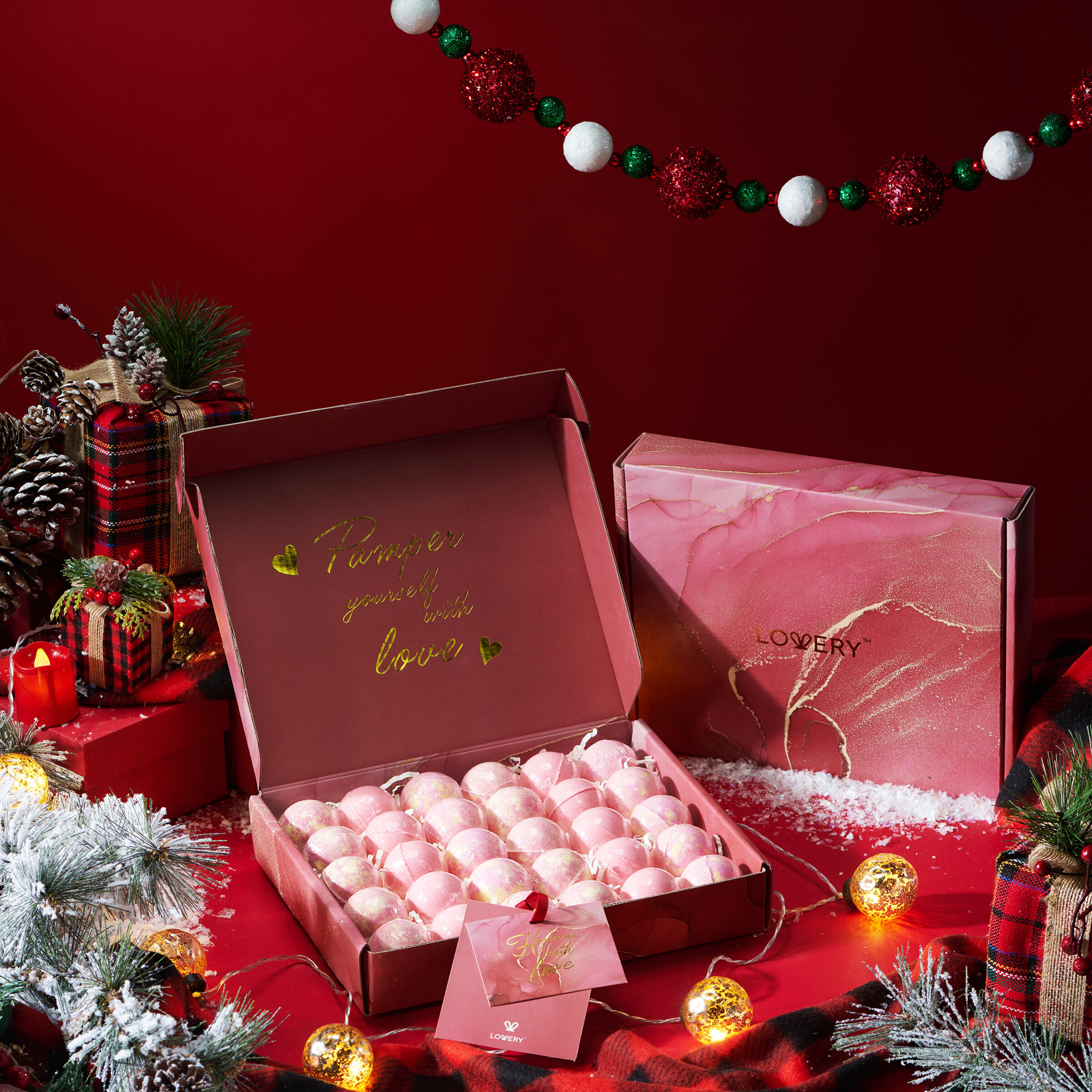 Lovery Handmade Bath Bomb Gift Set, 30pc Bubble Bath Fizzy In Rose Petal, Jasmine, Grapefruit Scents