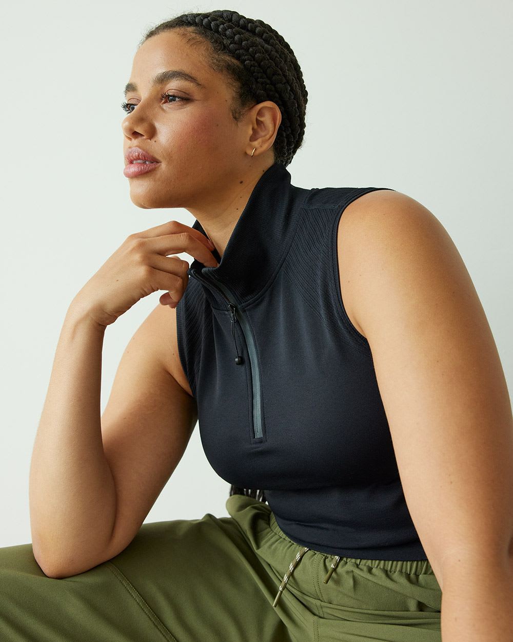 Half-Zip Sleeveless Knit Top, Hyba