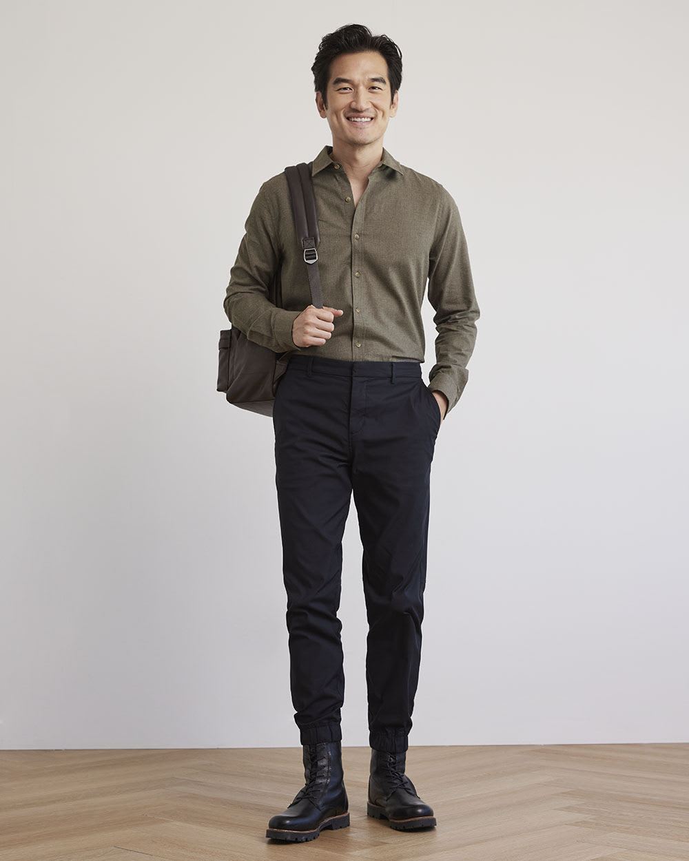 Slim-Fit Solid Flannel Shirt