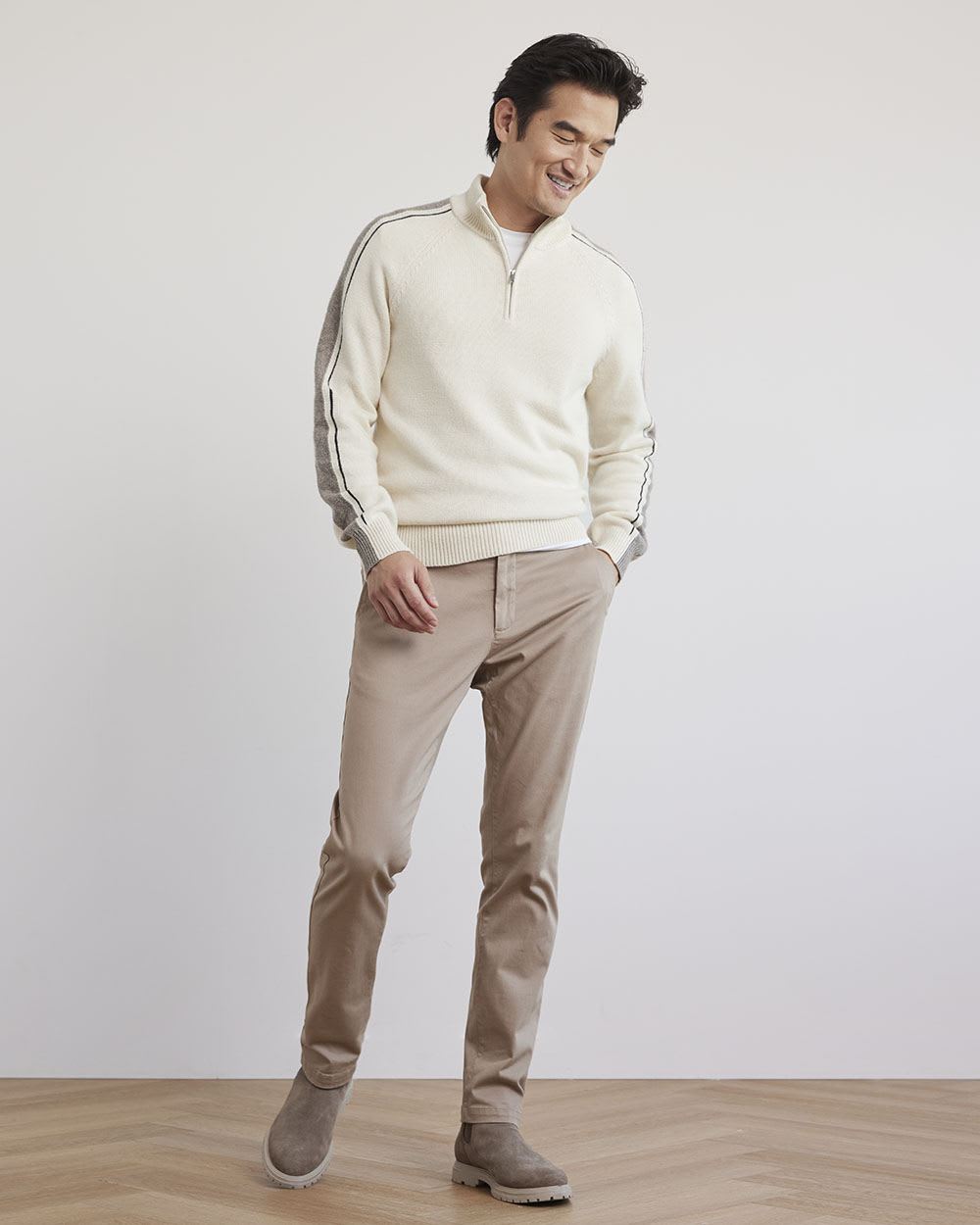 Long-Sleeve Half-Zip Mock-Neck Pullover