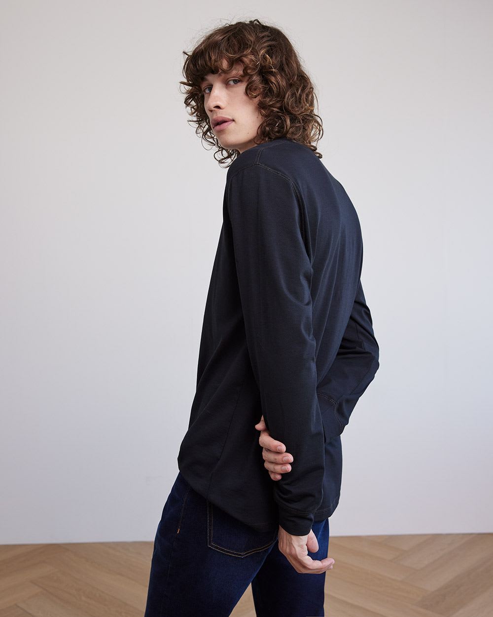 Supima (R) Cotton Long Sleeve Henley T-Shirt