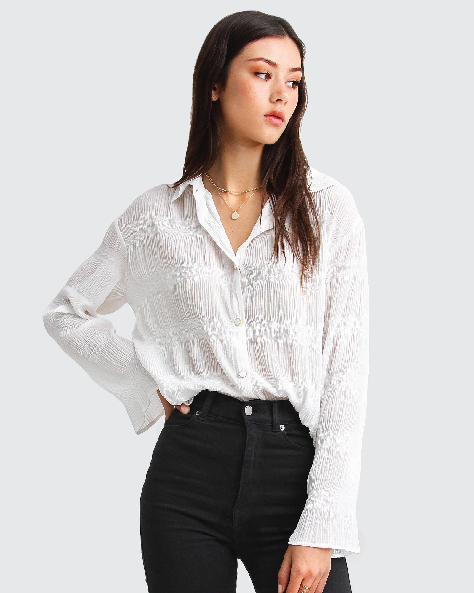 Belle & Bloom Yoko Shirred Chiffon Blouse