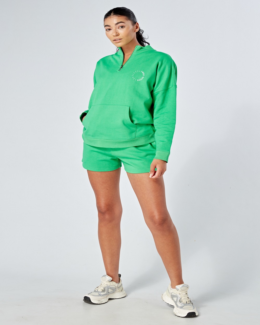 Twill Active - Essentials Oversized Funnel Neck Zip-up Sweatshirt - Green