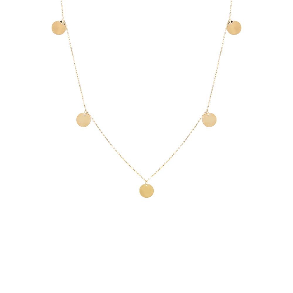 By Adina Eden -SOLID DANGLING DISCS NECKLACE 14K - 14K GOLD