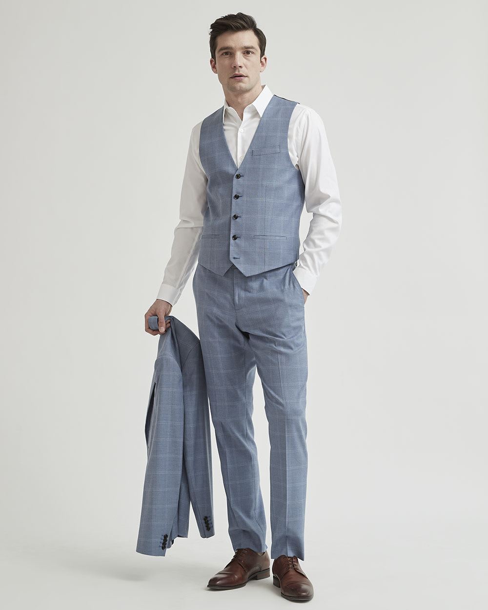 Blue Checkered Suit Vest