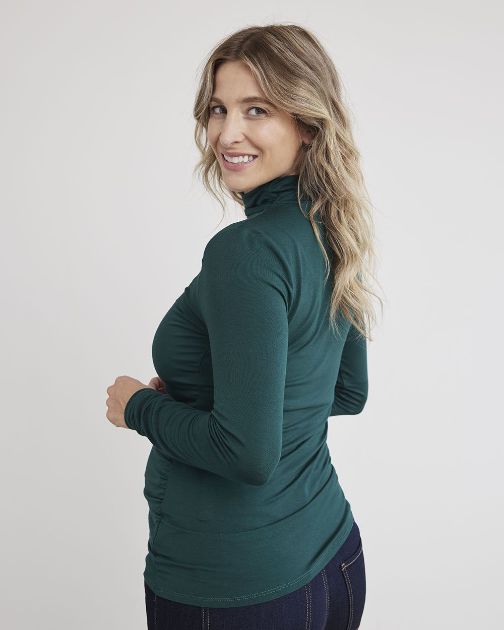 Long Sleeve Mock-Neck T-Shirt - Thyme Maternity