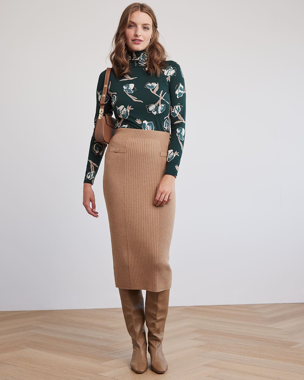 Fitted Long-Sleeve Mock-Neck Tee