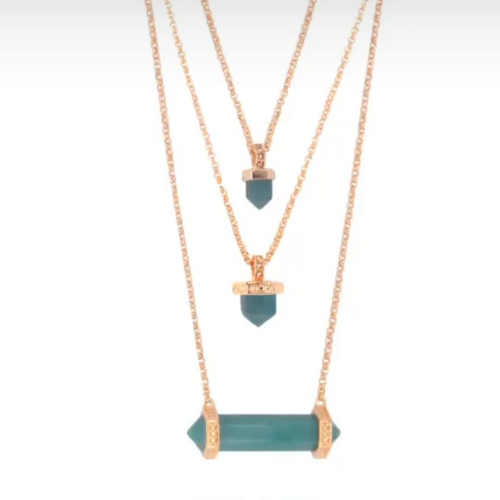 Petit Prism Necklace Green Quartz - Handmade Product