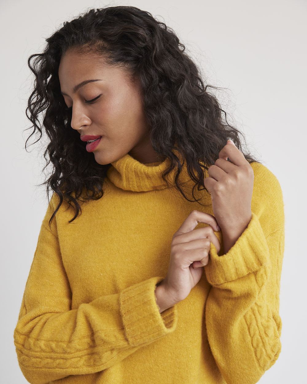 Cropped Boxy Turtleneck Sweater