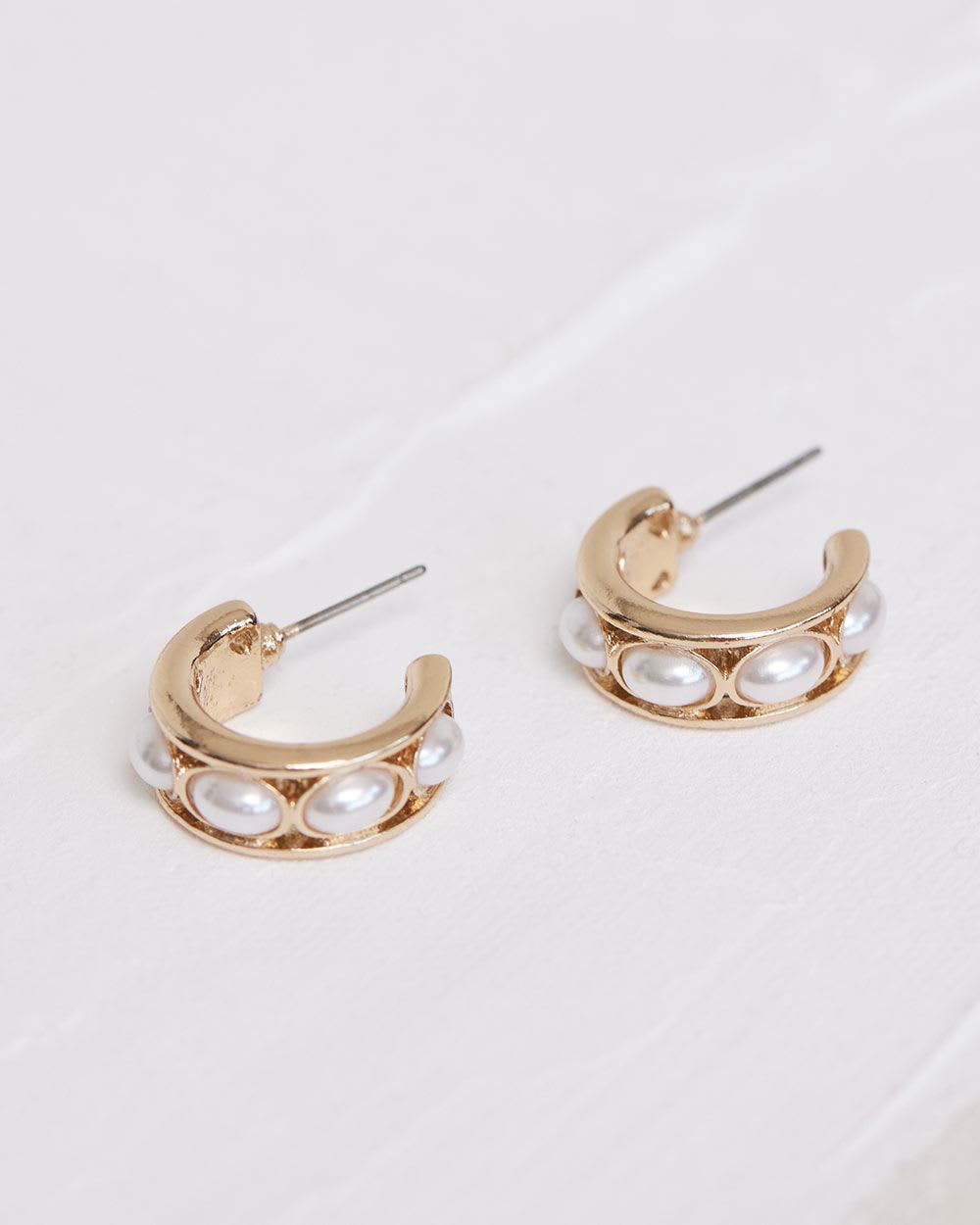 Golden Hoops with Pearls