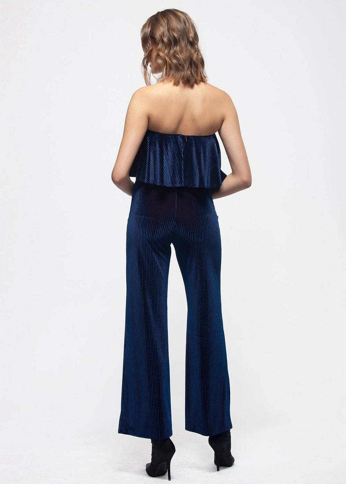 Nurode Ribbed Velvet Tube Top Jumpsuit