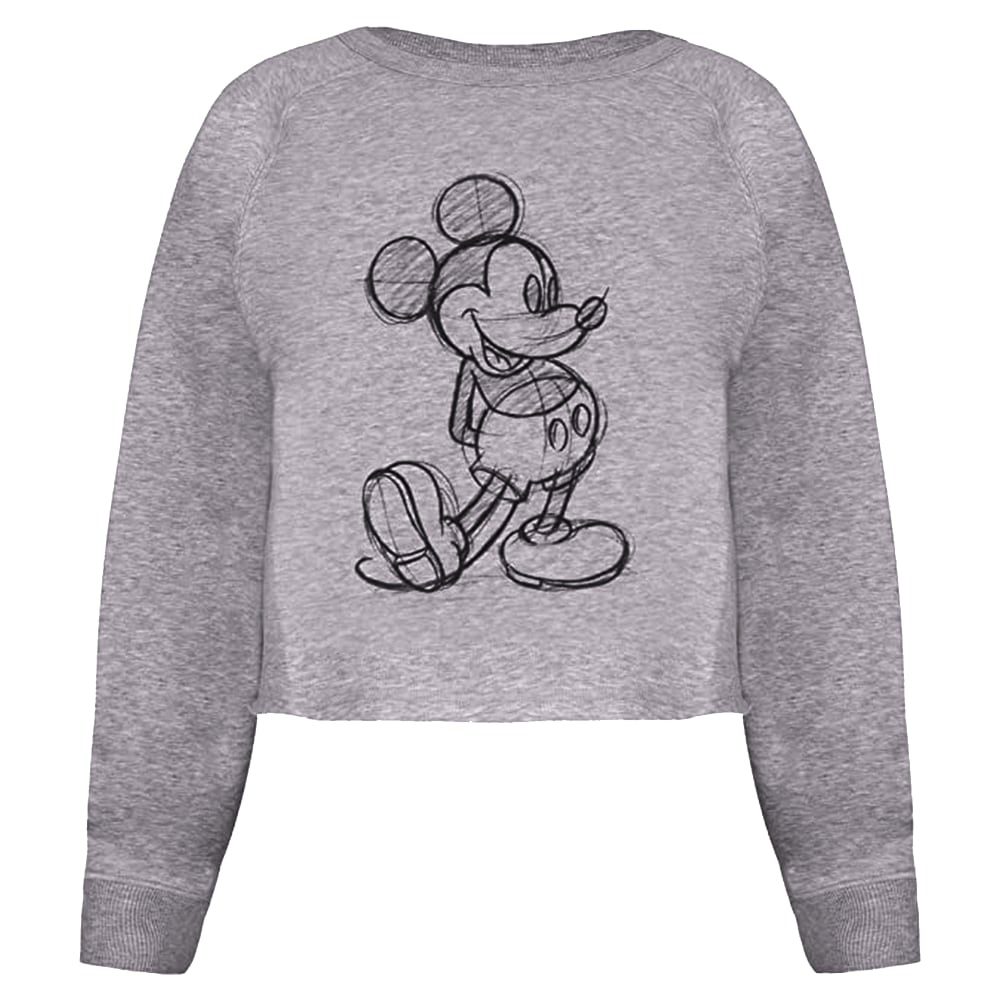 Disney - Womens/Ladies Mickey Mouse Sketch Crop Sweatshirt