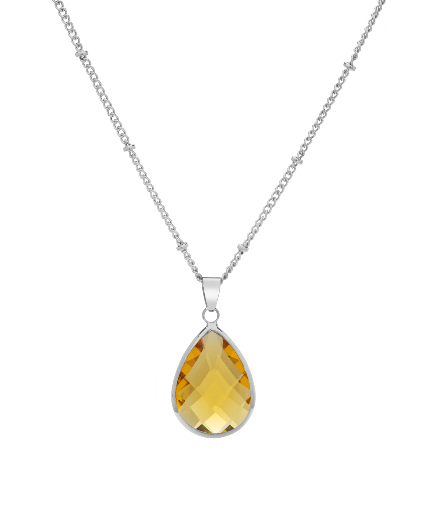 Goldtone November Yellow Birthstone Teardrop Necklace - Don't AsK