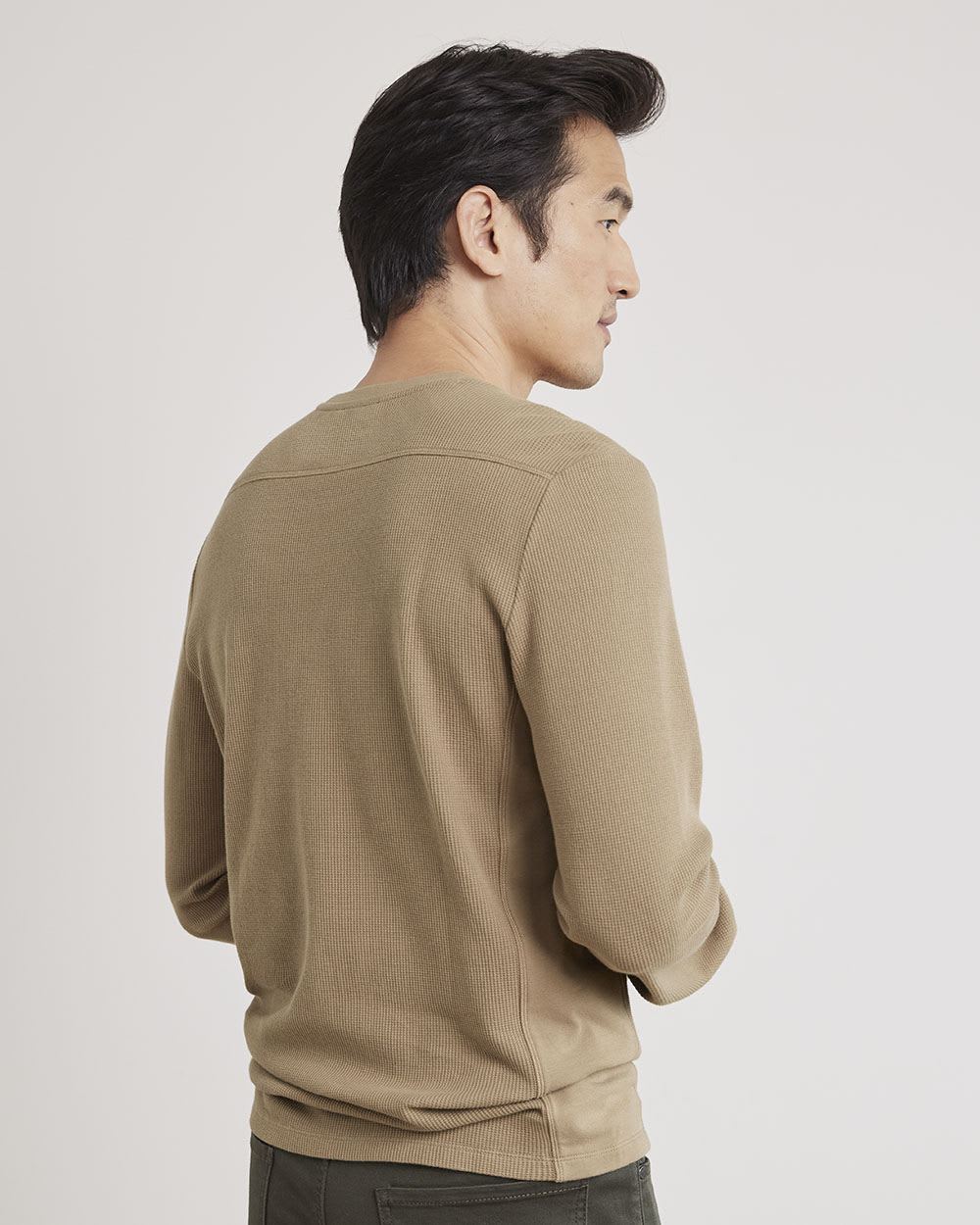 Long-Sleeve Crew-Neck Waffled Tee