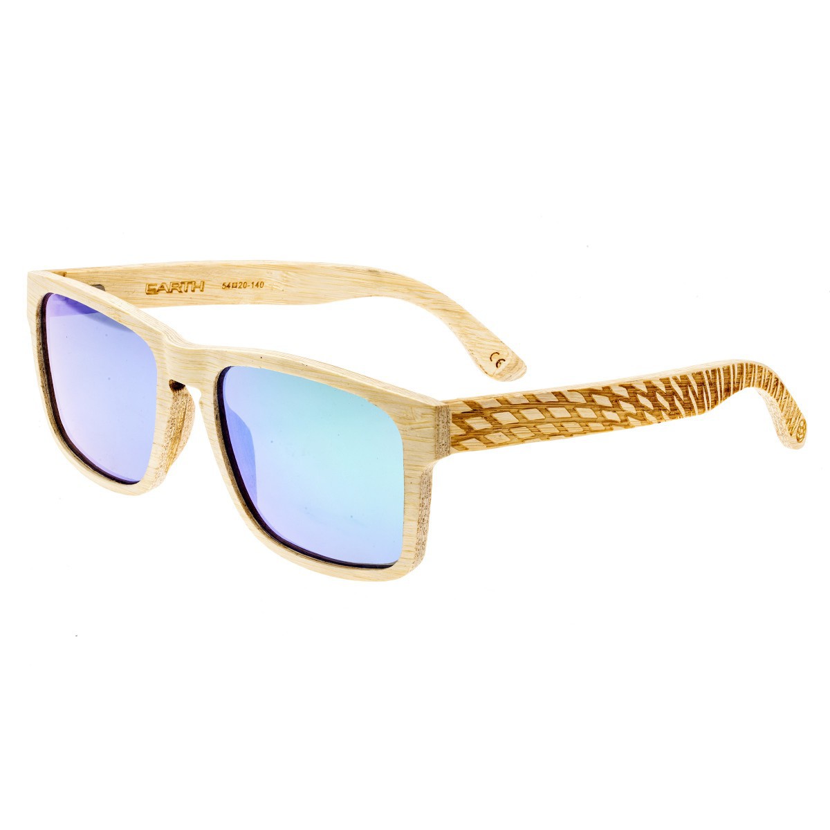 Earth Wood - Whitehaven Polarized Sunglasses - Bamboo/Green-Blue