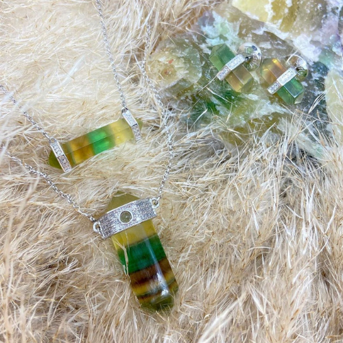 Prism Necklace Fluorite - Handmade Product