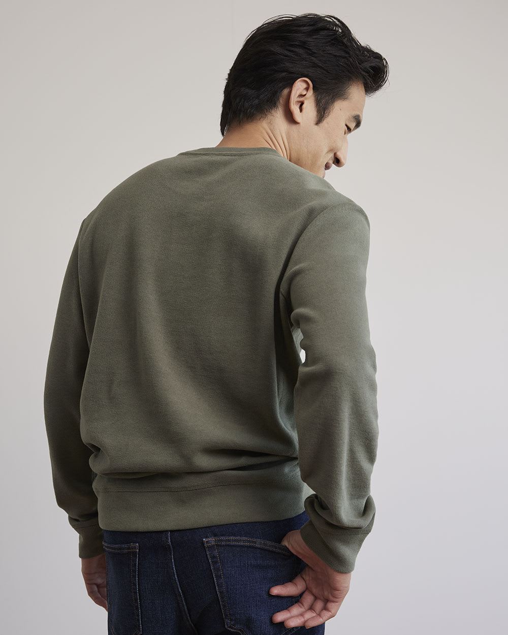 Crew-Neck Waffled-Knit Pullover